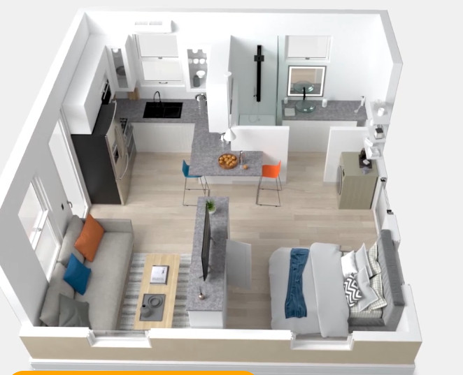 plan 3D tiny house 35m2 dépliable Elon Musk plan 3D tiny house 35m2 dépliable Elon Musk