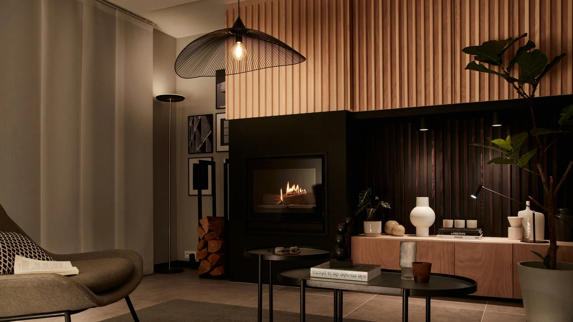 salon avec cheminée design