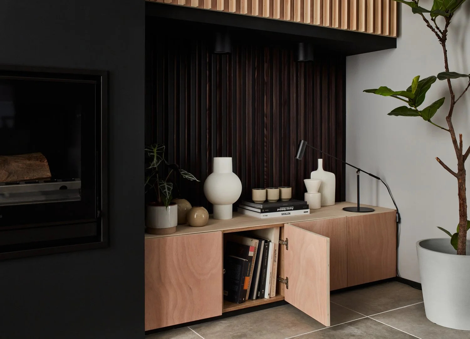 salon avec cheminée design