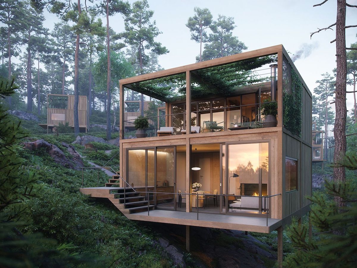 Cette petite maison vitrée de 64m2 est un rêve à réaliser (avec plans inclus)