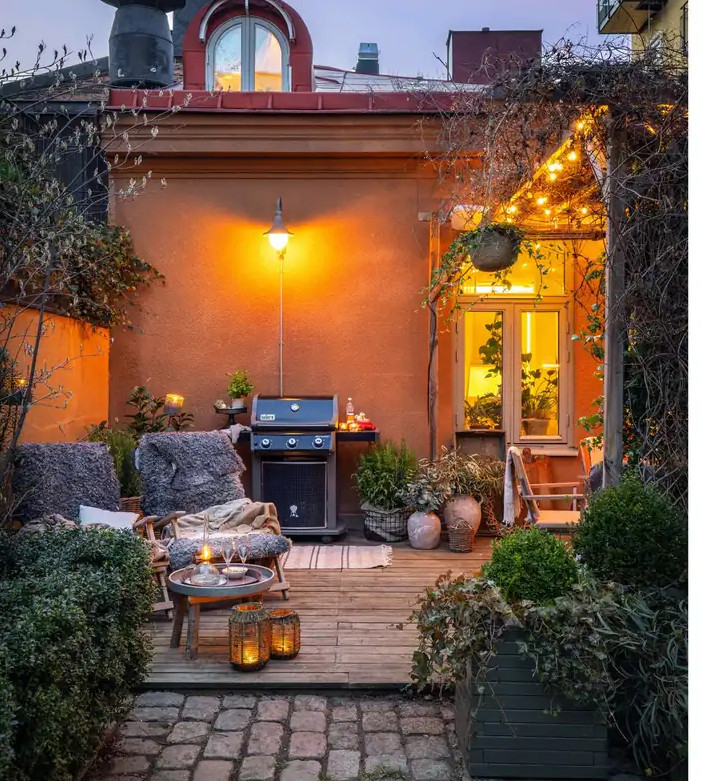 terrasse avec barbecue