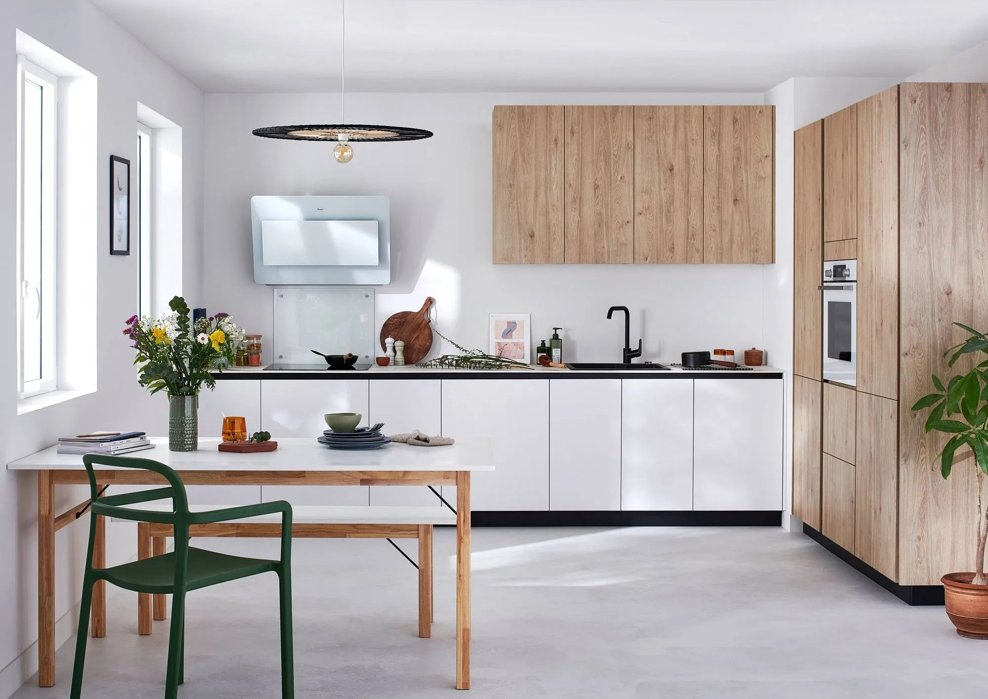 cuisine équipée design bois et blanc cuisine équipée design bois et blanc