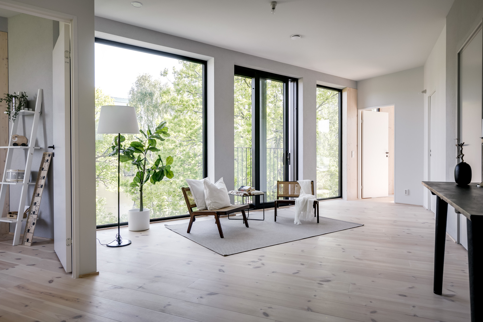 salon maison contemporaine à l'intérieur bois