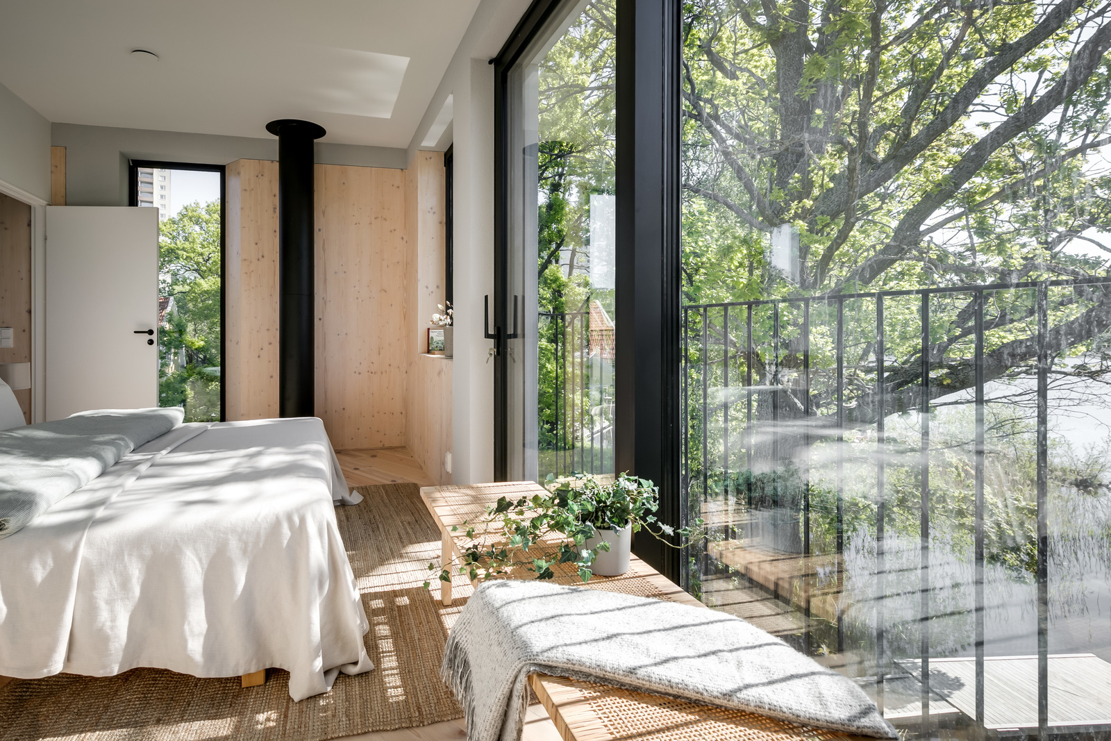 chambre maison contemporaine à l'intérieur bois