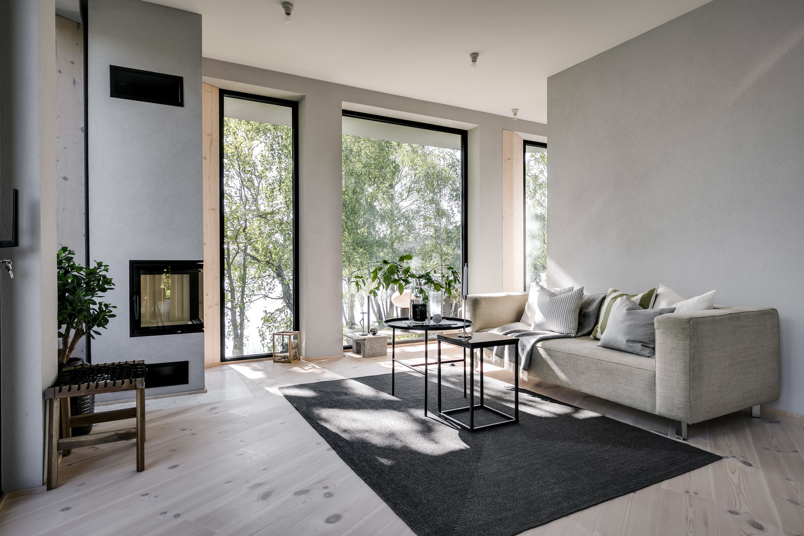 salon maison contemporaine à l'intérieur bois