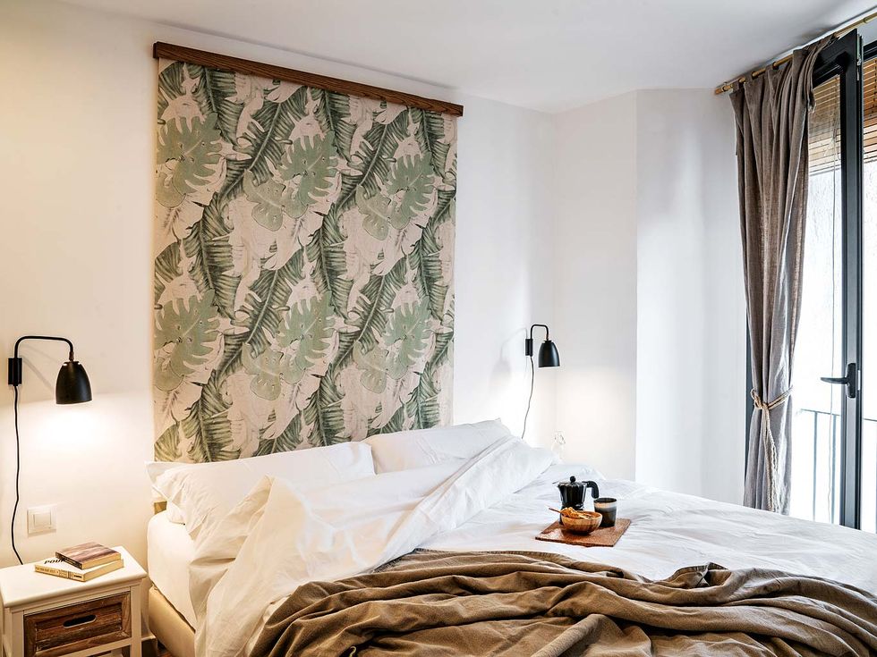 chambre tête de lit papier-peint vert