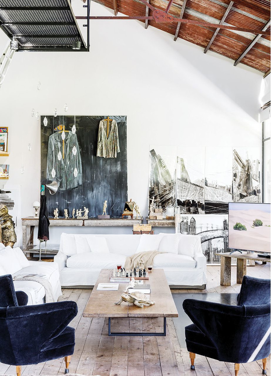 salon maison loft à la décoration récup