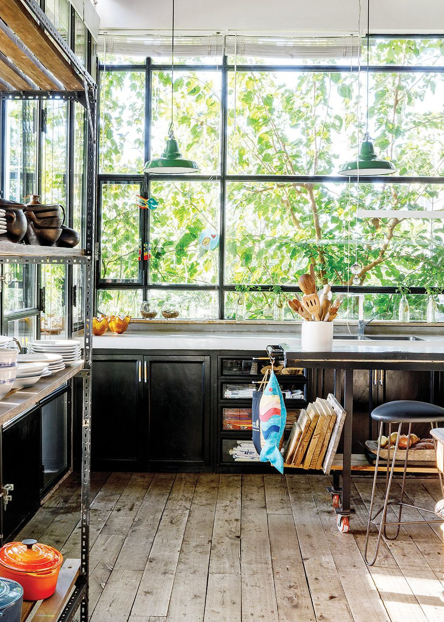 cuisine ouverte équipée décoration récup