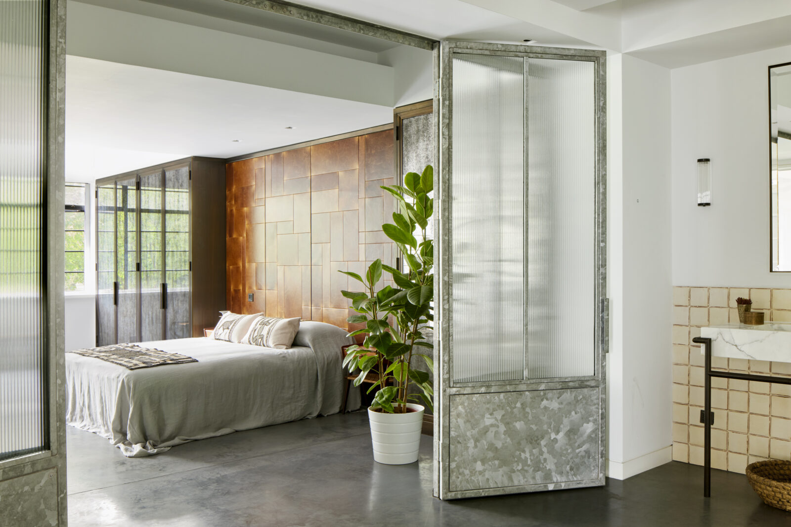 chambre avec salle de bain appartement vintage Londres