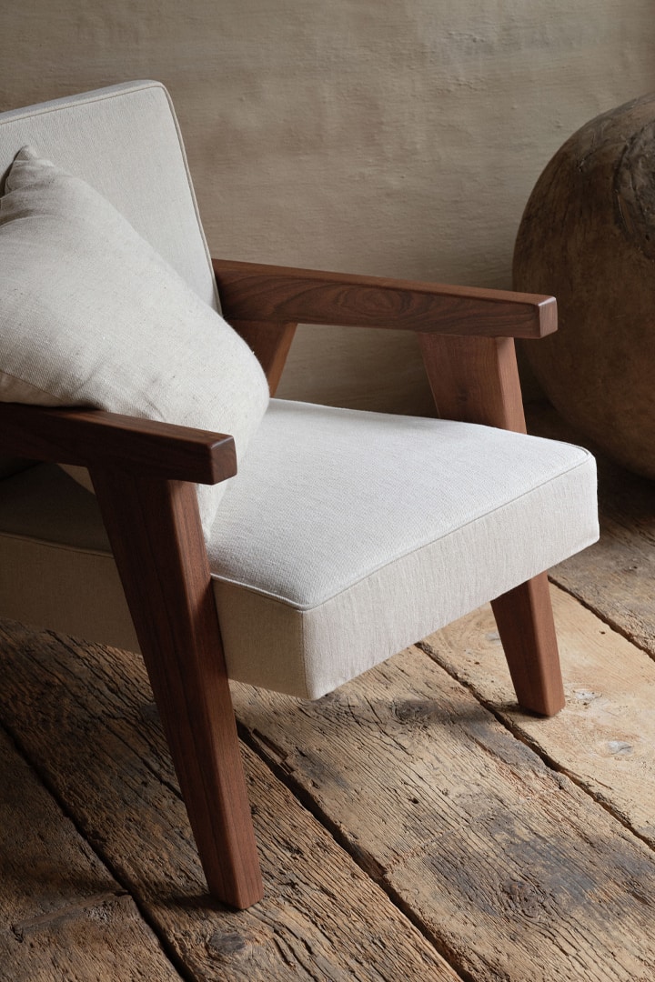 fauteuil tissu et bois