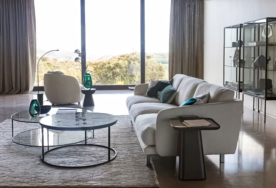 salon avec baie vitrée décoration design
