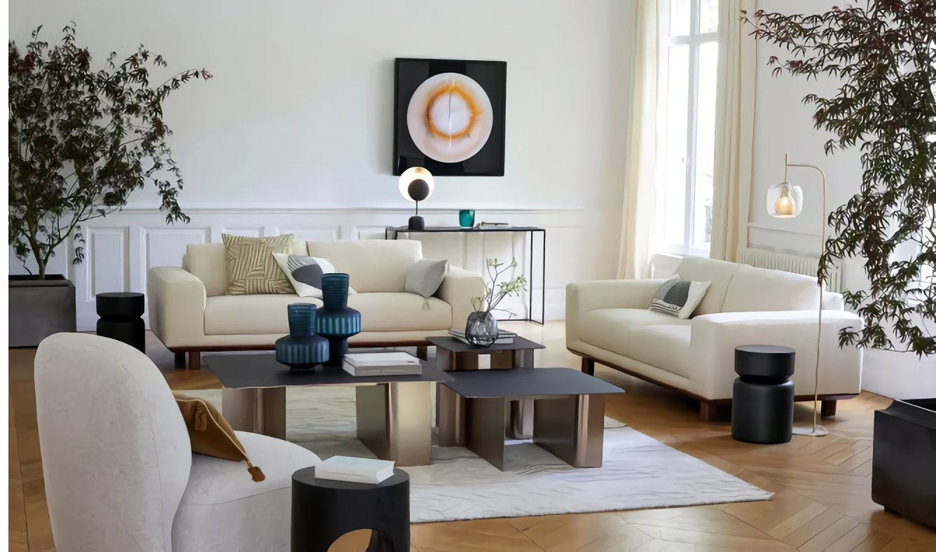 salon décoration contemporaine dans appartement haussmannien