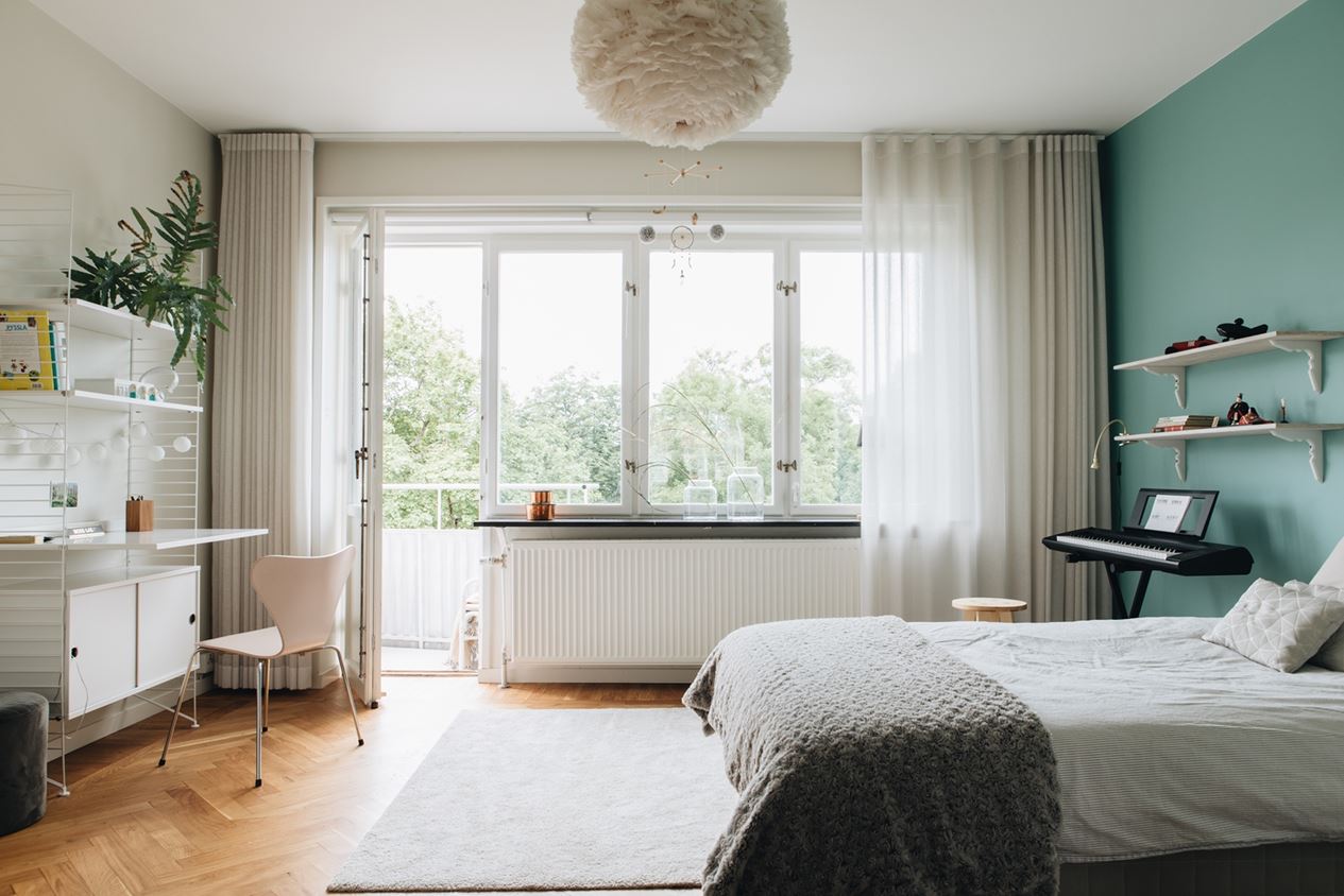chambre murs verts