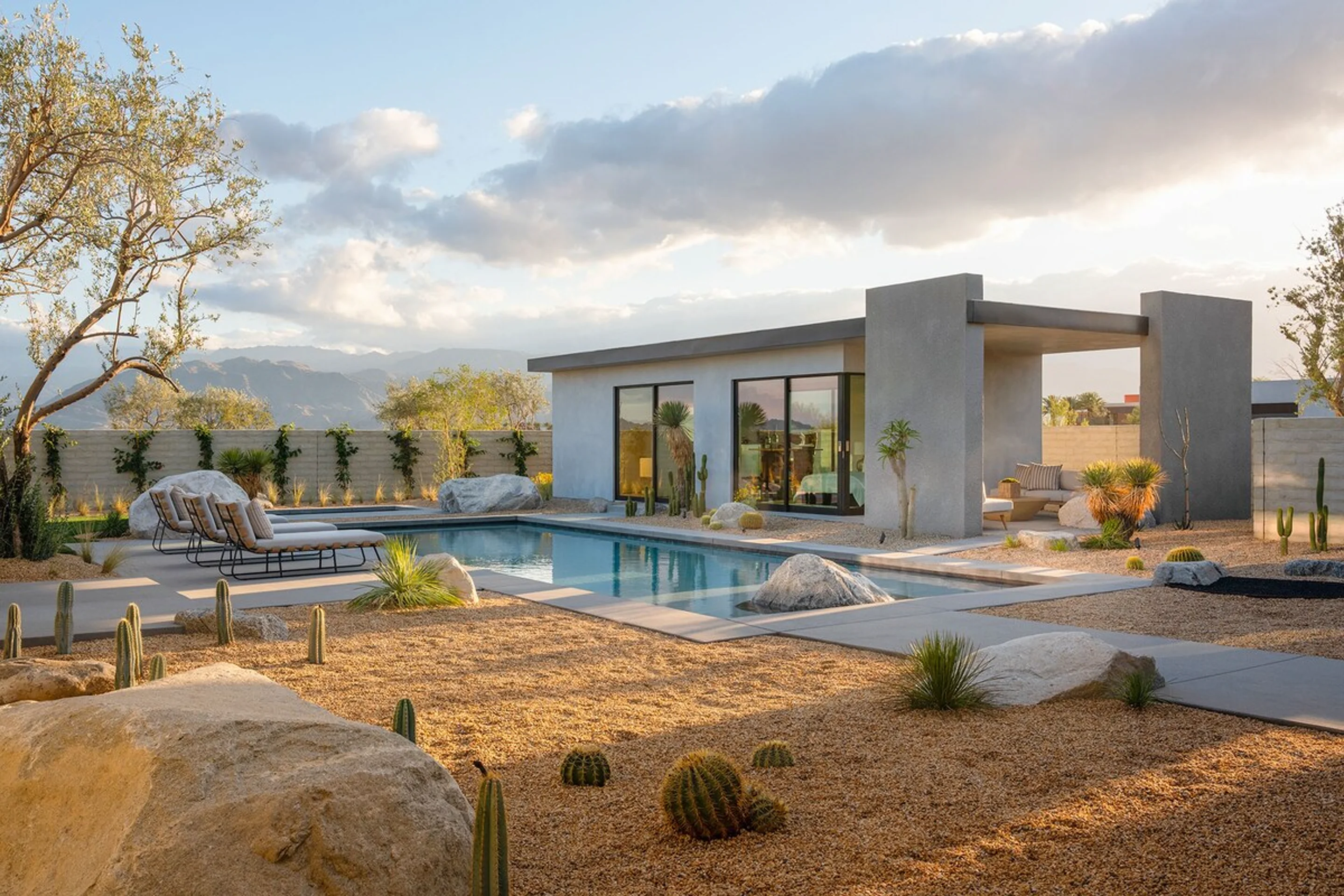 jardin maison d'architecte avec piscine