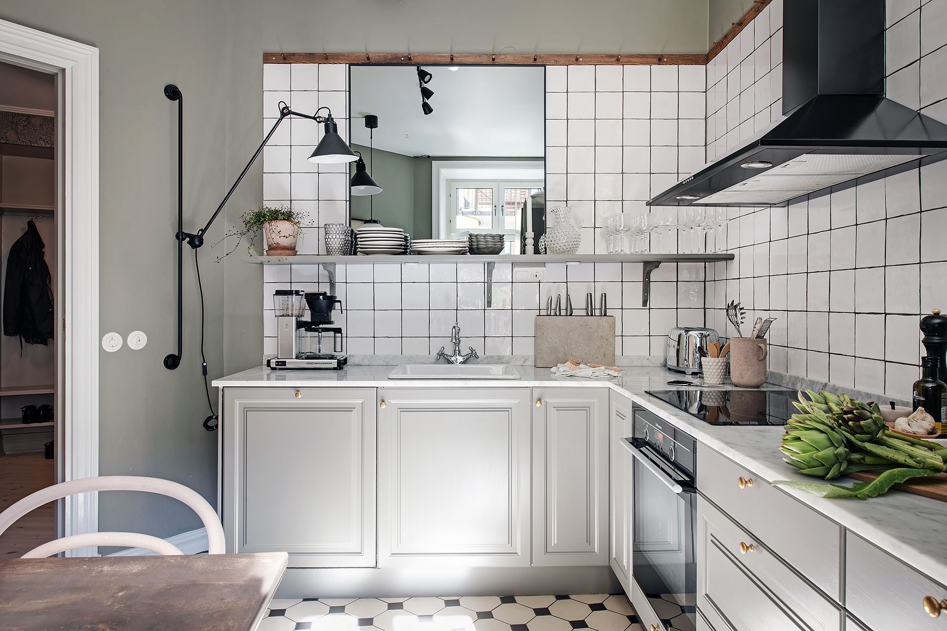 cuisine néo rustique grise