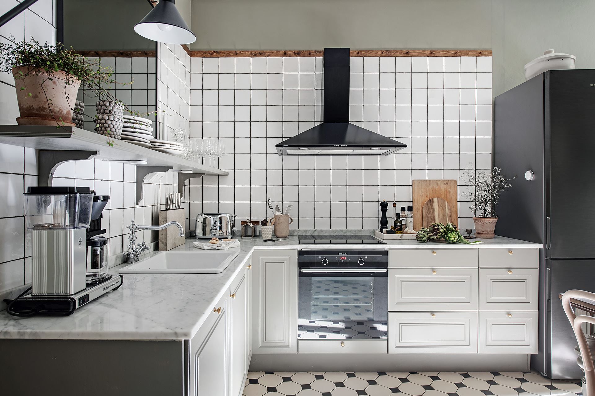 cuisine néo rustique grise
