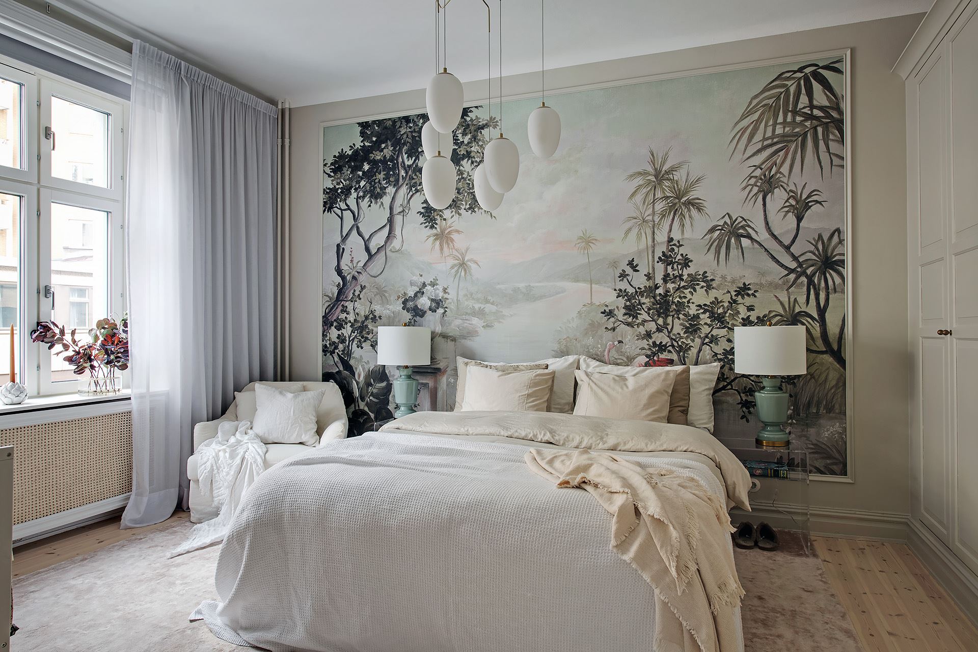 chambre papier-peint exotique
