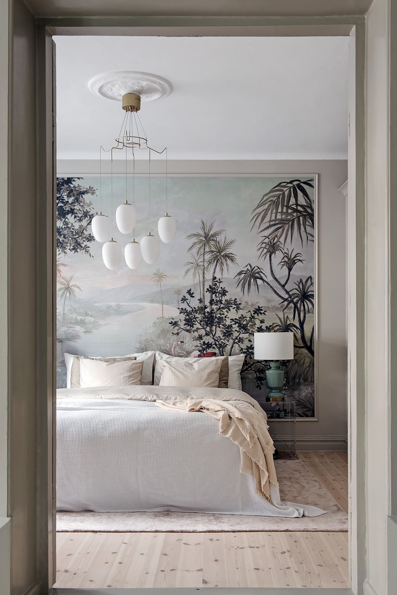 chambre papier-peint exotique
