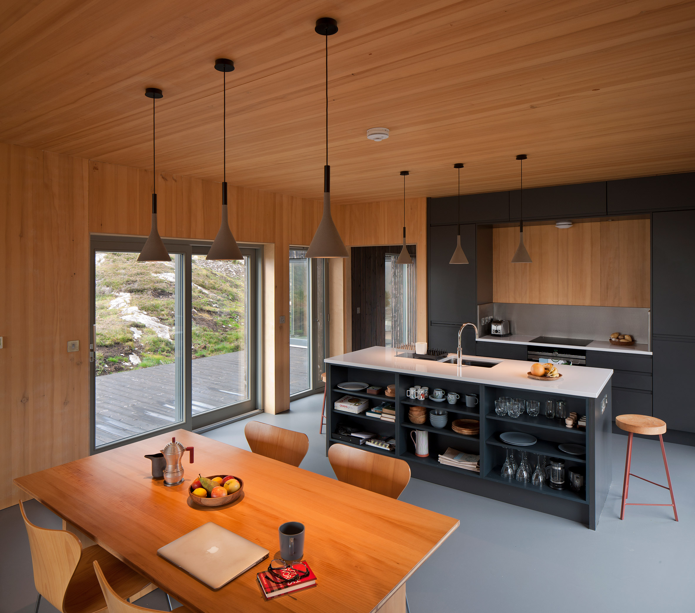 salon et cuisine ouverte maison d'architecte