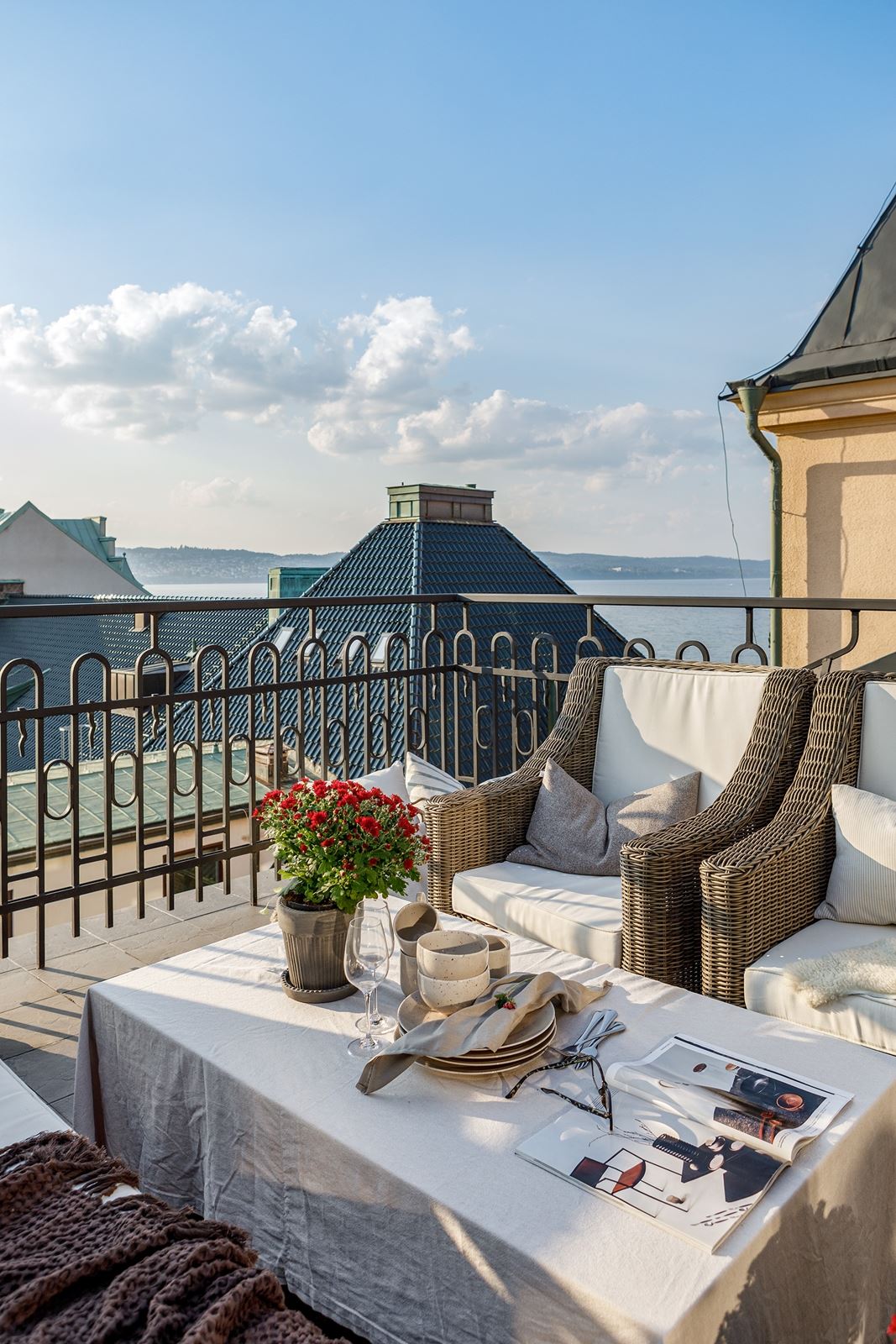 terrasse appartement en ville vue fjord