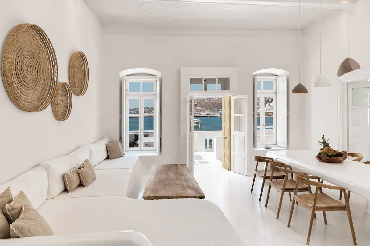 salon maison blanche à Mykonos salon maison blanche à Mykonos