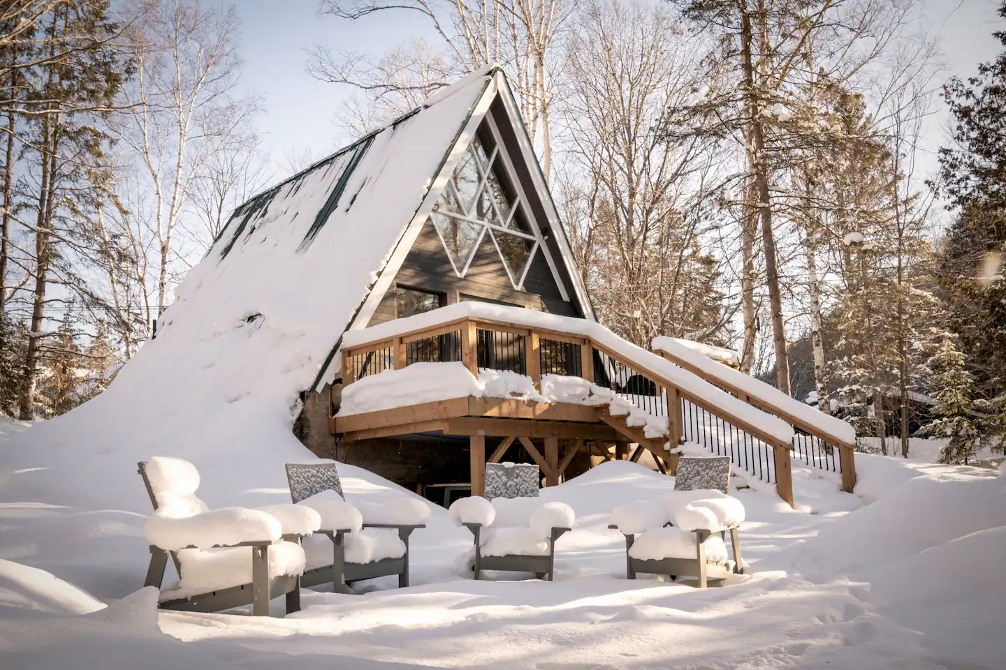maison A Frame dans la neige