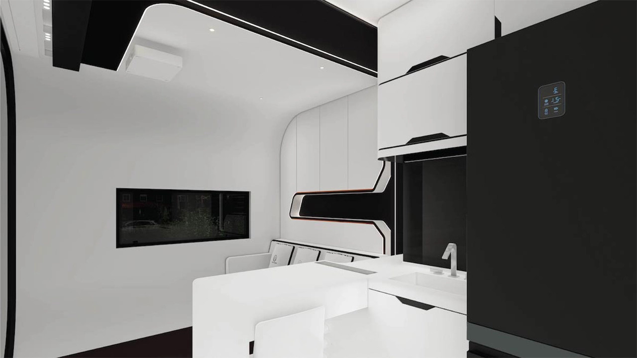 salon et cuisine design et futuriste tiny house