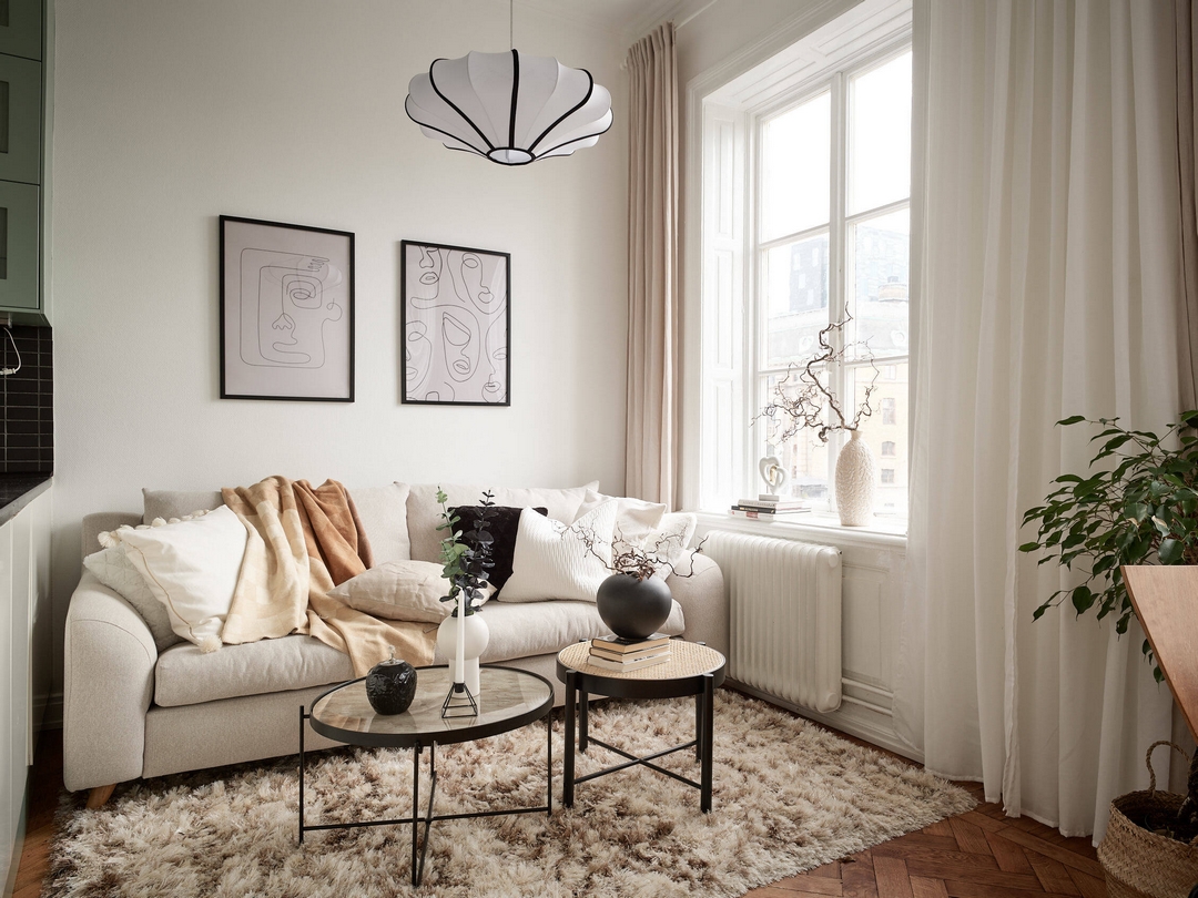 salon avec tapis flokati
