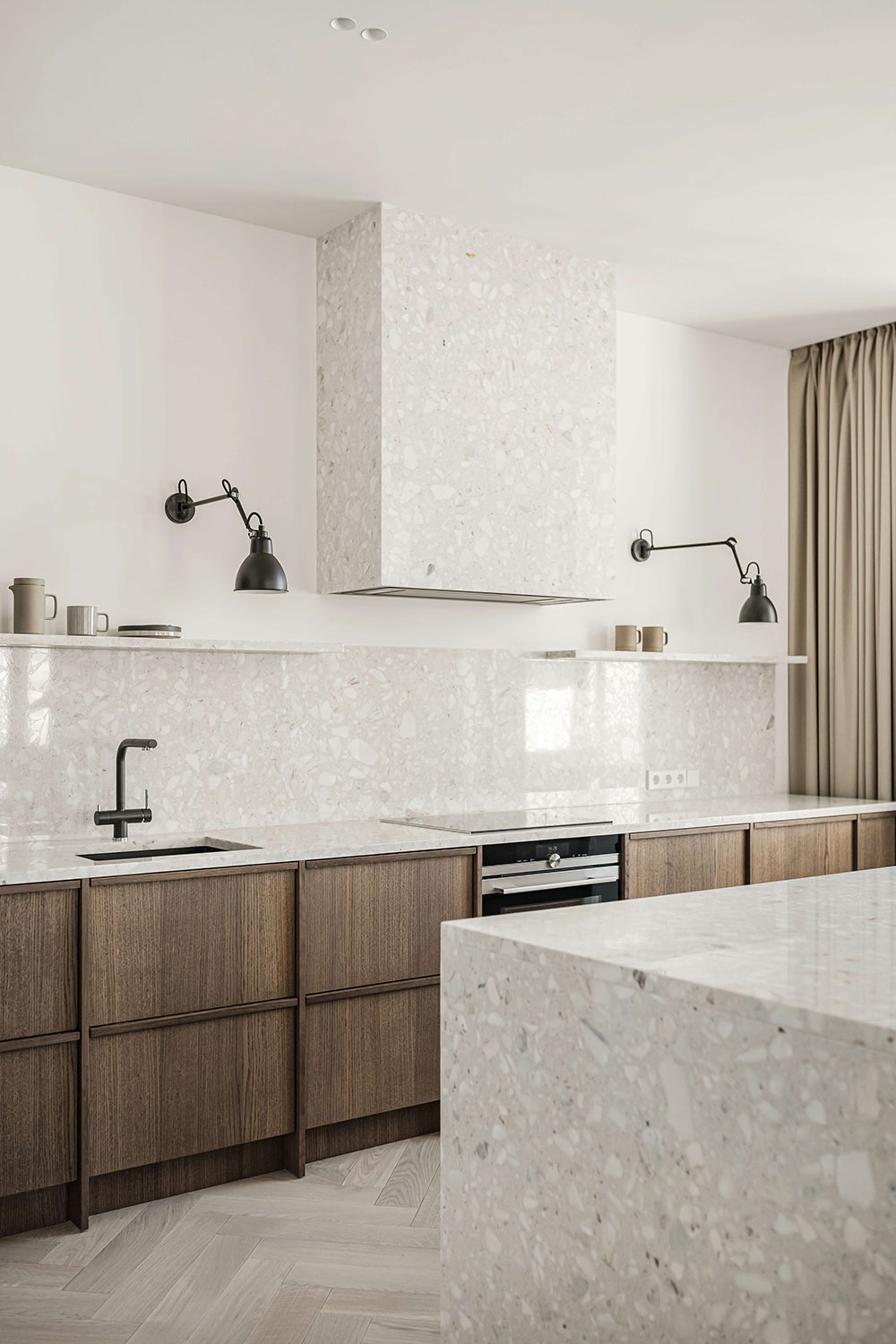 cuisine bois avec îlot décoration design