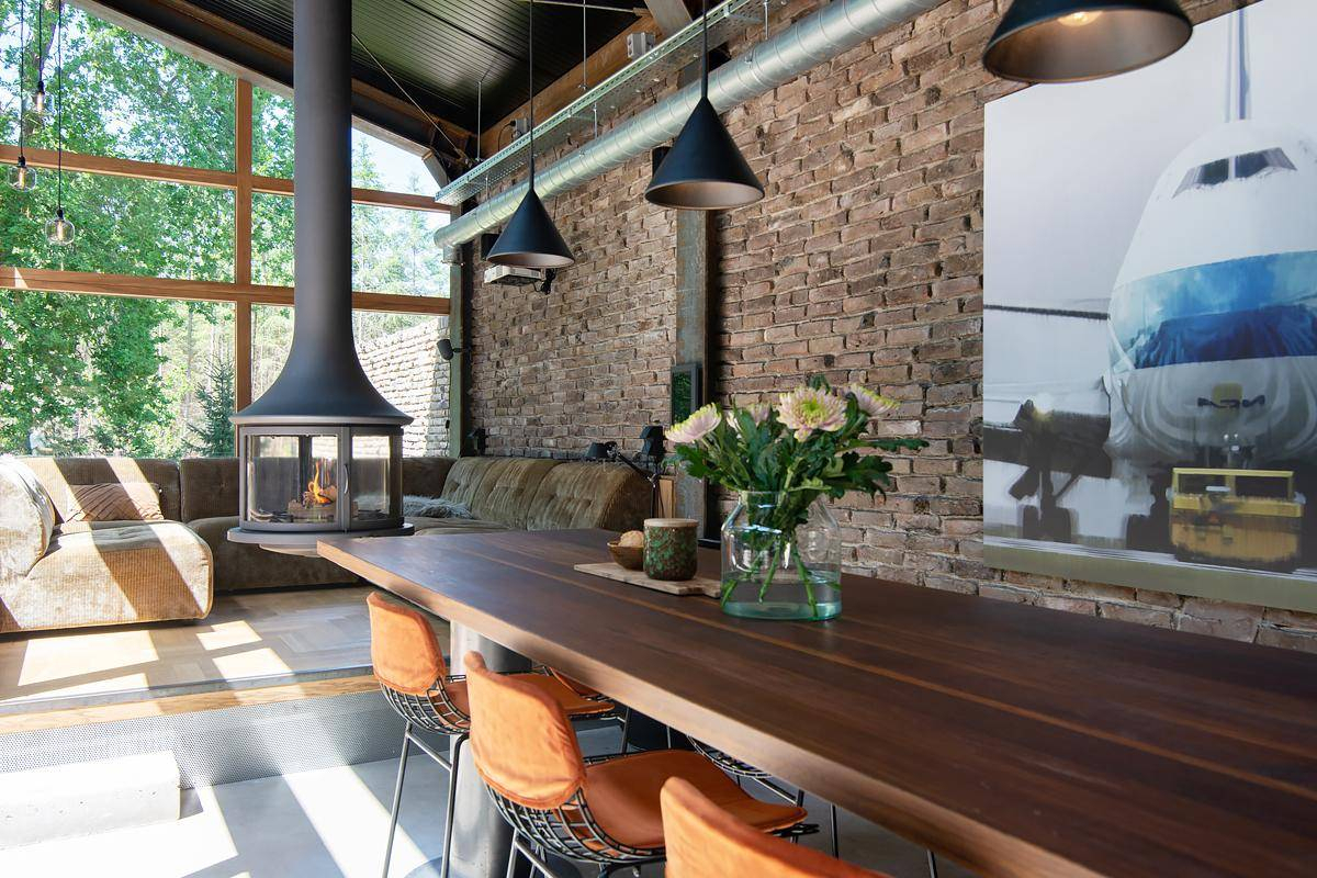 salon et cuisine maison en bois