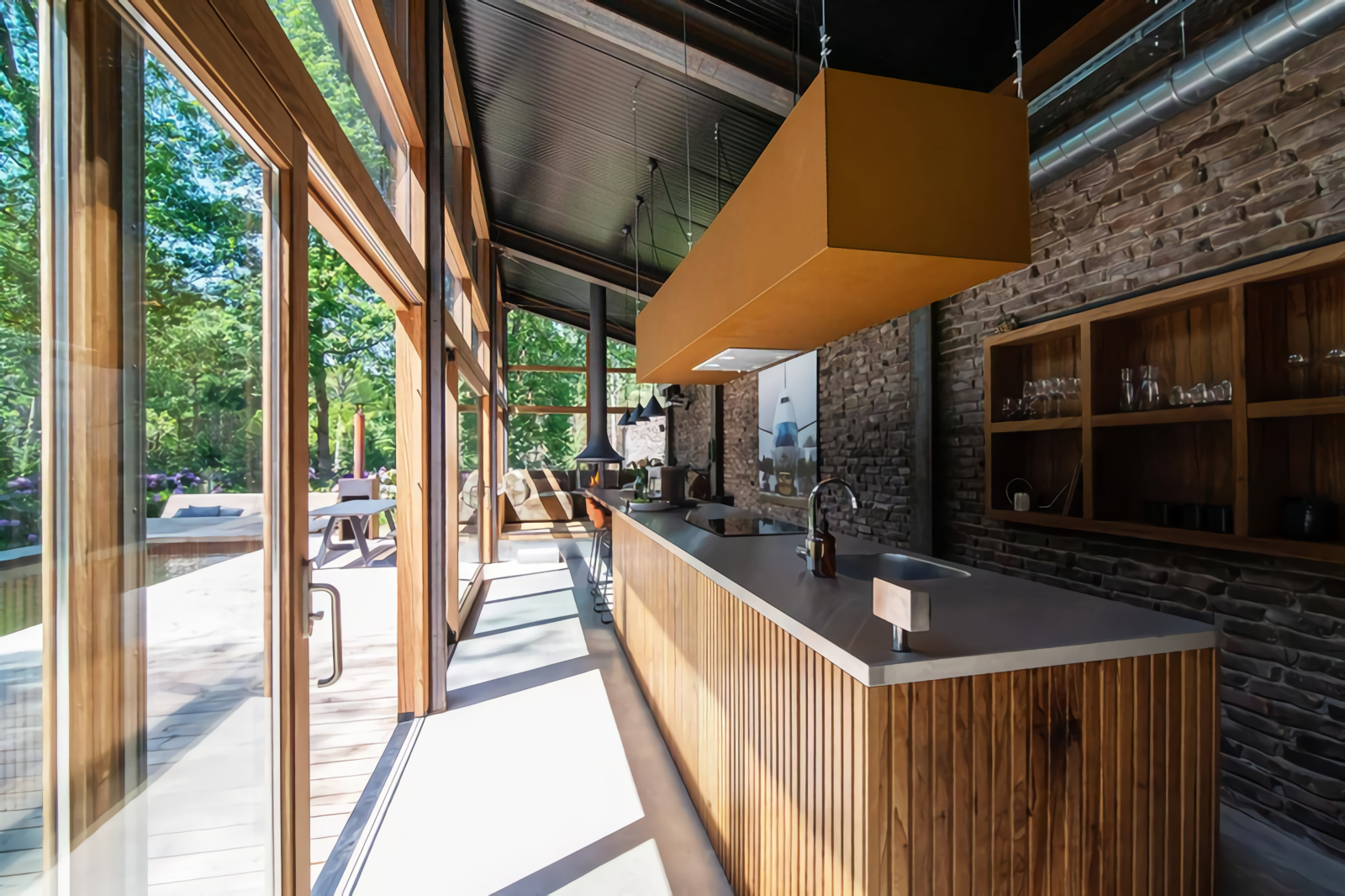 cuisine ouverte maison en bois