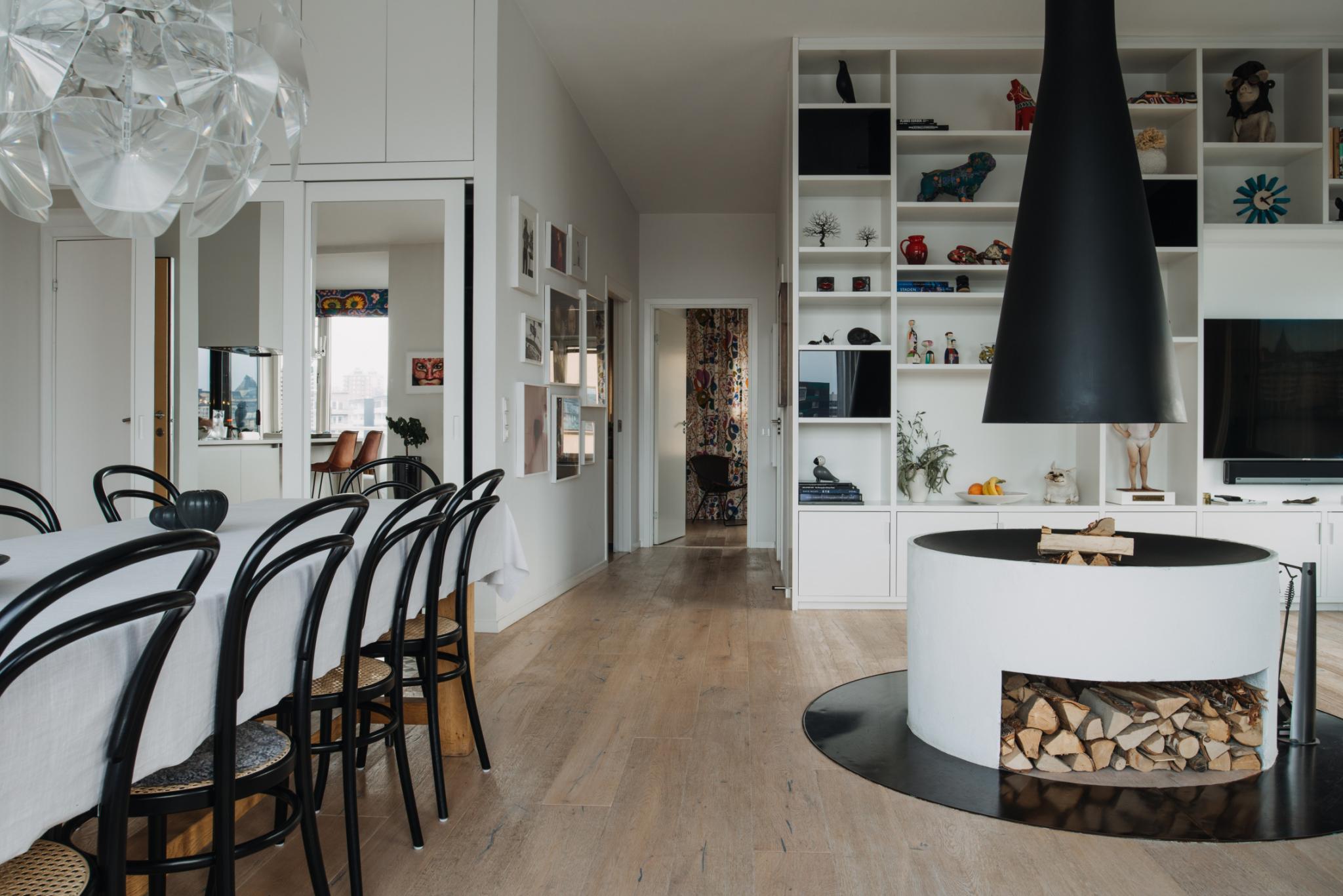 salon avec cheminée appartement design