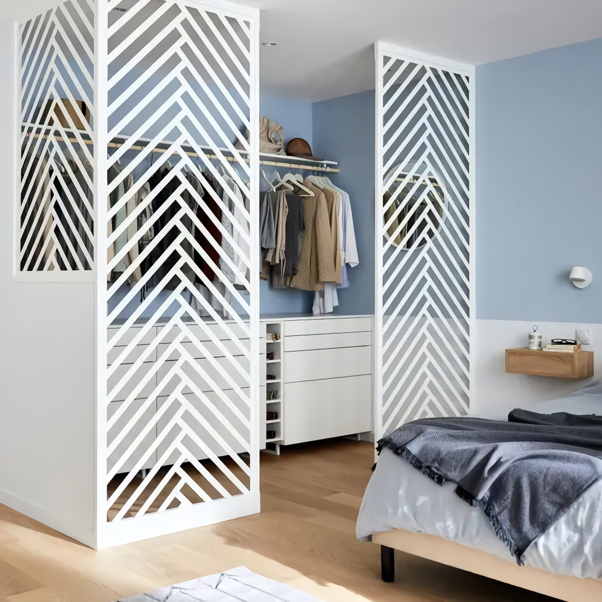 chambre bleue avec dressing semi-ouvert chambre bleue avec dressing semi-ouvert