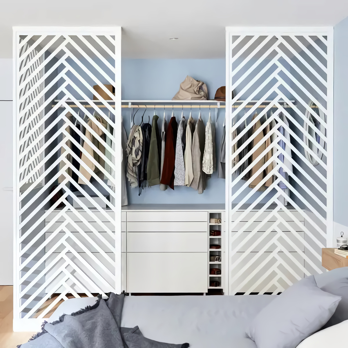 chambre bleue avec dressing semi-ouvert chambre bleue avec dressing semi-ouvert