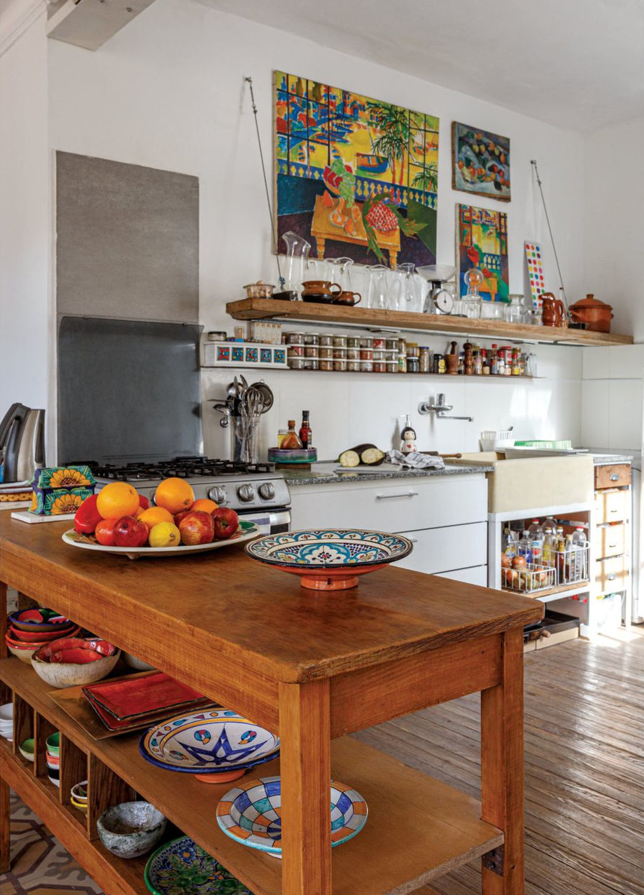 cuisine ouverte décoration vintage maison rénovée
