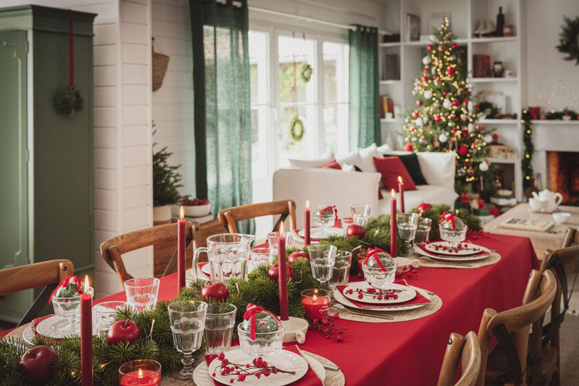 table de Noël en rouge et vert table de Noël en rouge et vert
