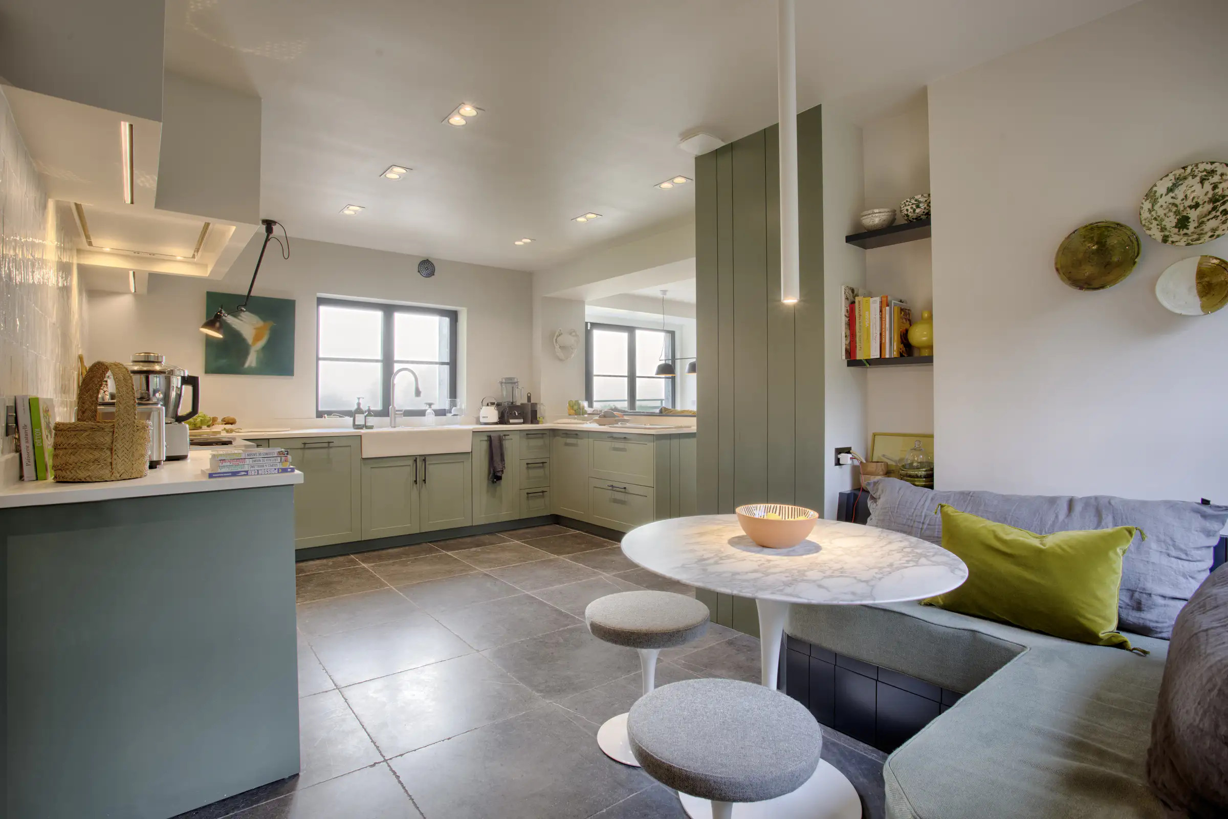 cuisine ouverte verte maison contemporaine cuisine ouverte verte maison contemporaine