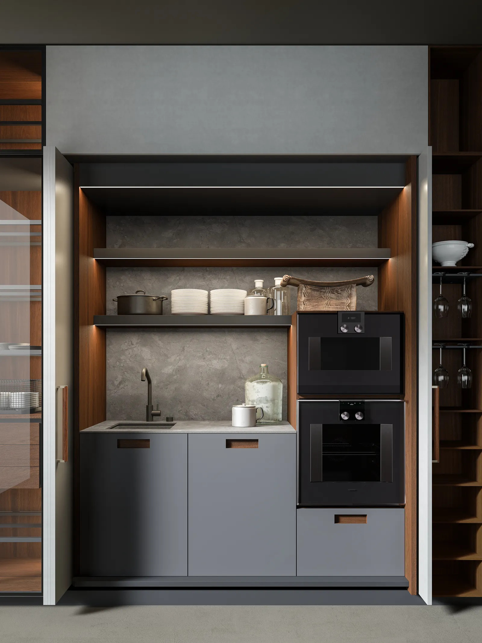 cuisine design grise escamotable cuisine design grise escamotable