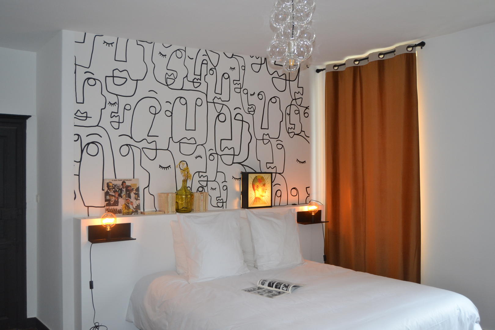 chambre papier-peint graphique