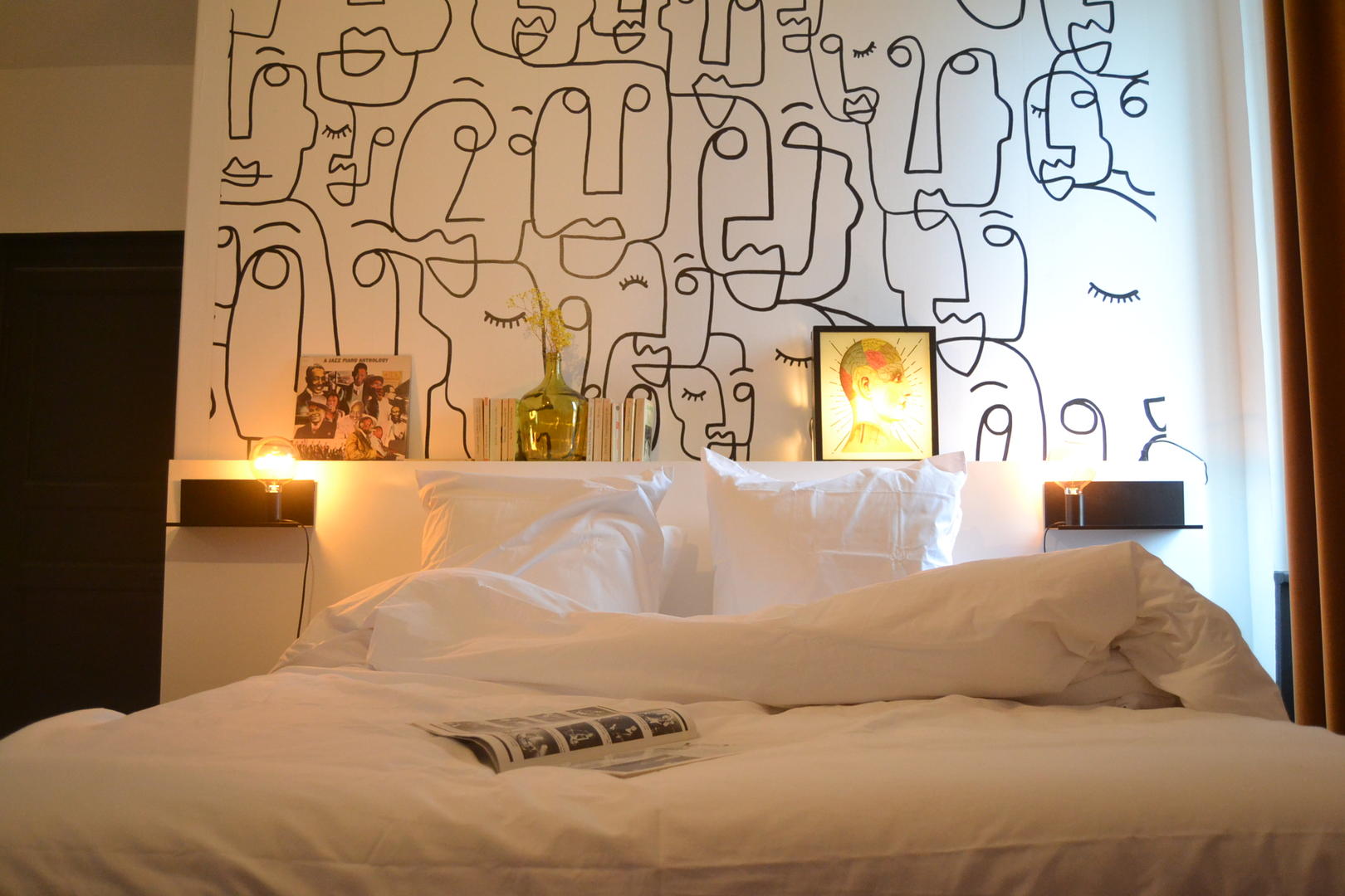 chambre papier-peint graphique