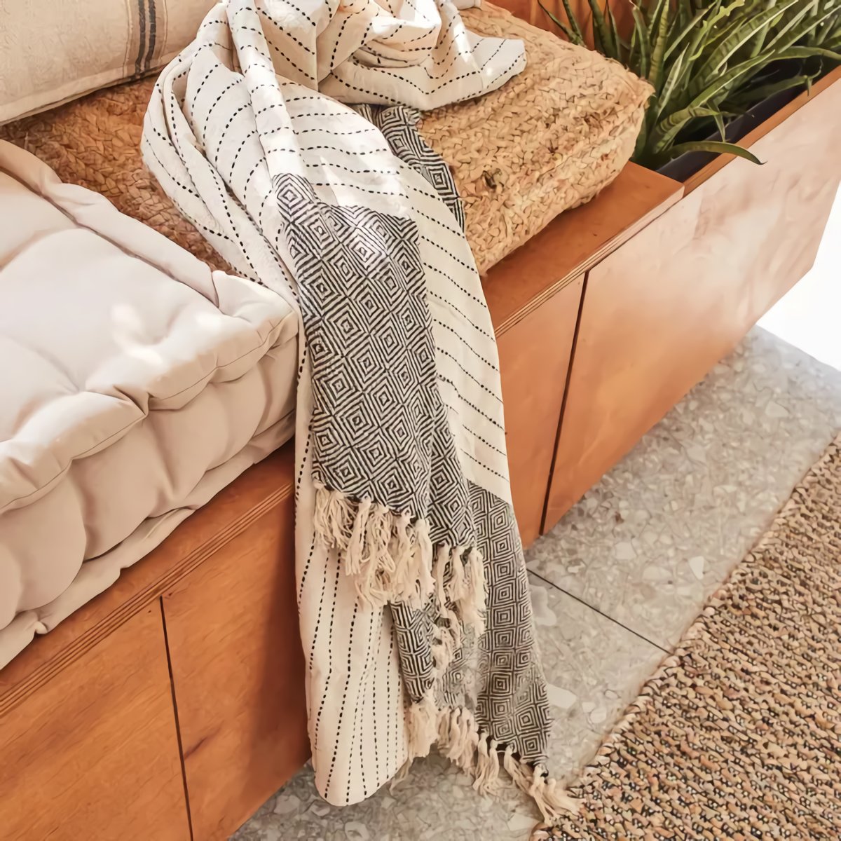 décoration naturelle avec plaid