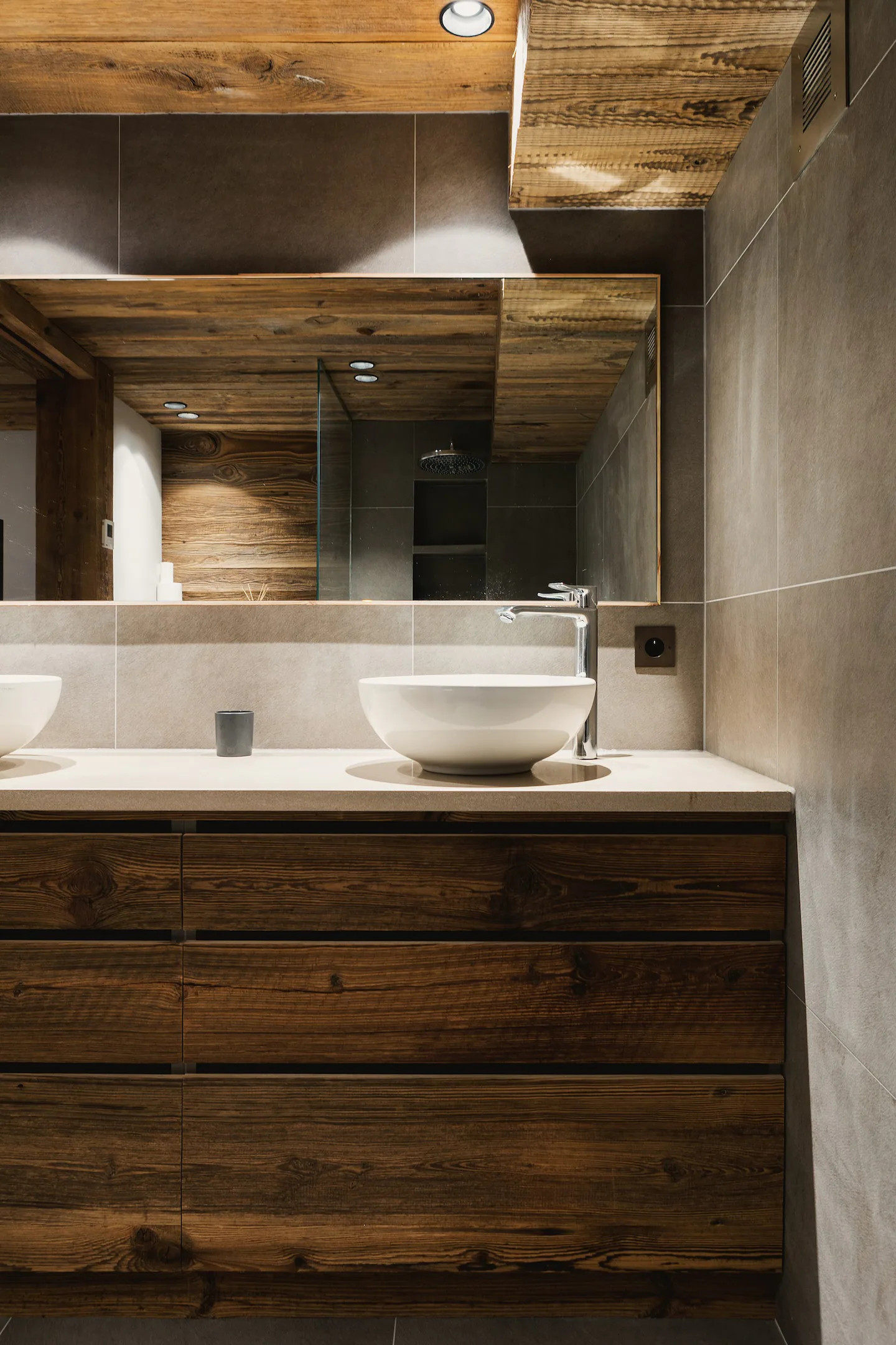 salle de bain grise et bois salle de bain grise et bois