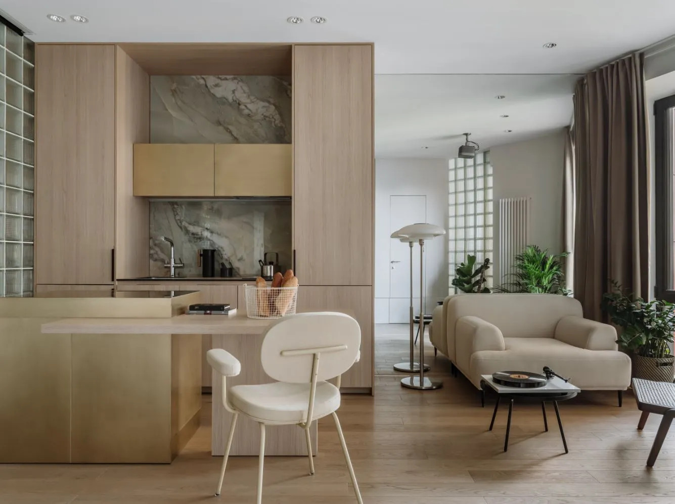 salon et cuisine ouverte petit appartement design