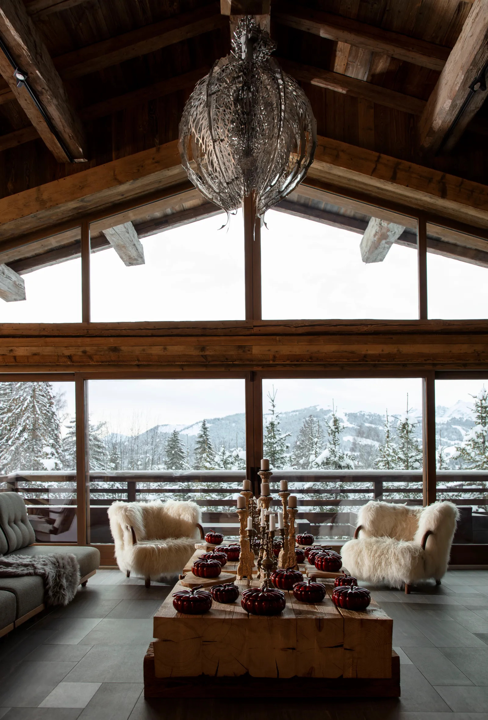 salon chalet vue sur la neige salon chalet vue sur la neige