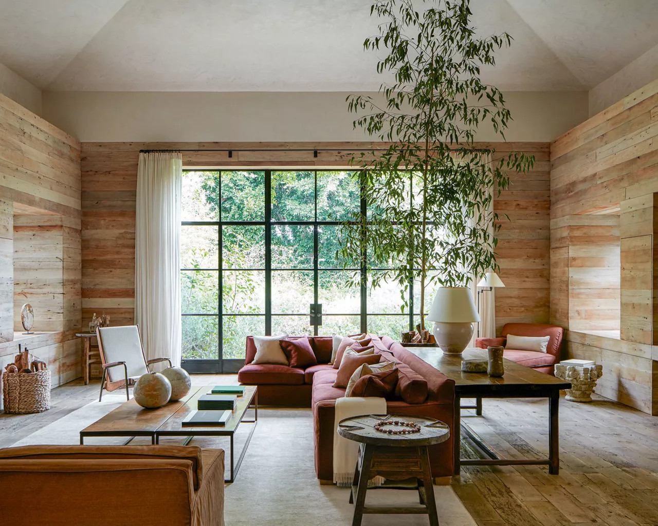salon avec baie vitrée maison en bois salon avec baie vitrée maison en bois