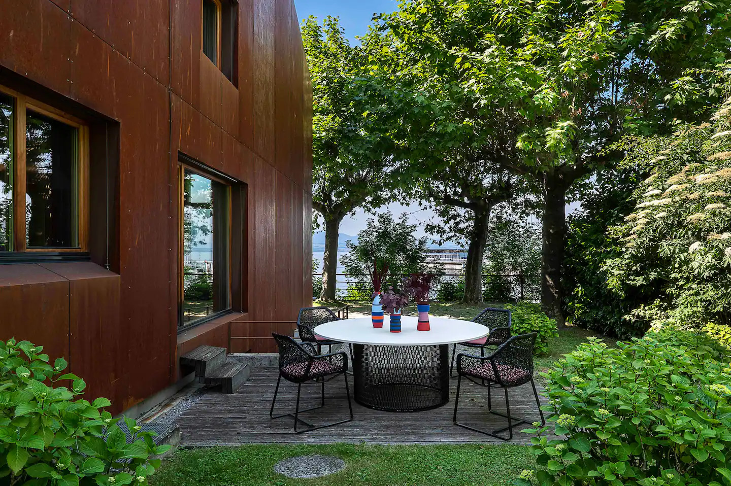 terrasse maison acier corten