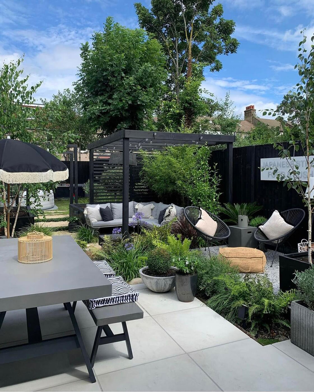 jardin maison de ville avec terrasse et pergola