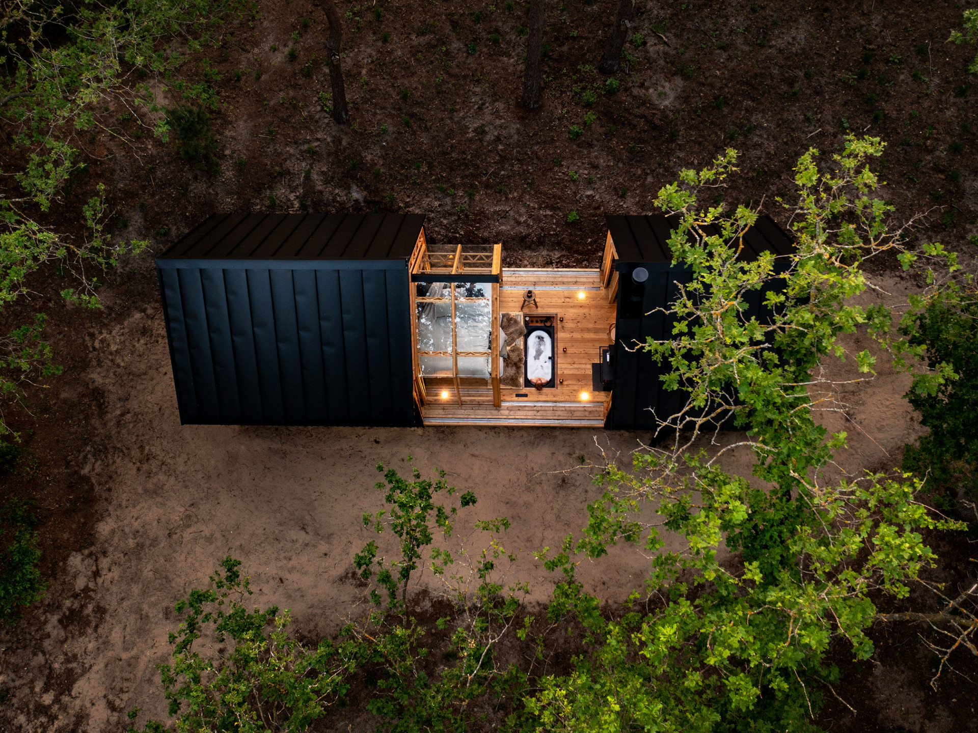 vue aérienne cabane Anna vue aérienne cabane Anna