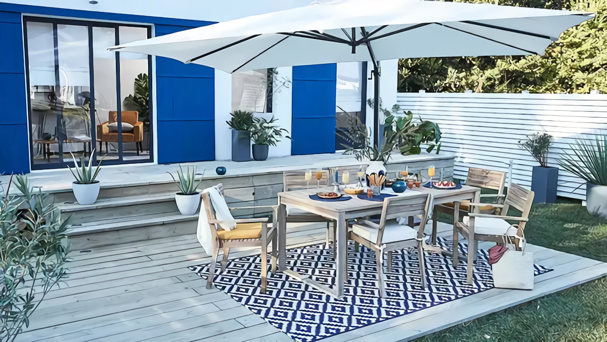 terrasse aménagée décoration bleue terrasse aménagée décoration bleue
