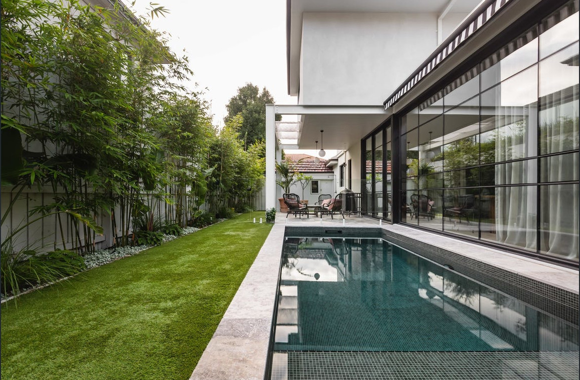 jardin avec piscine maison de style Art déco jardin avec piscine maison de style Art déco